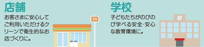 店舗や学校で